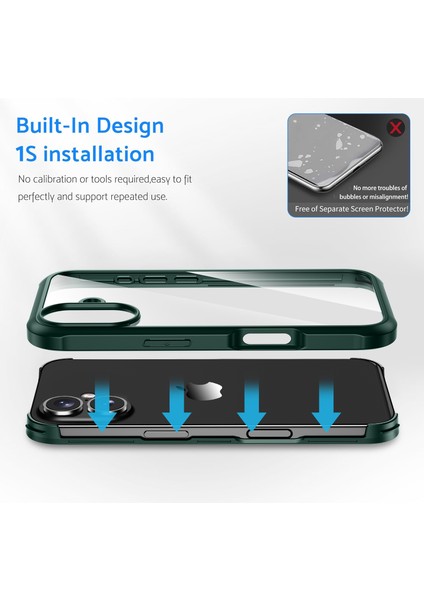 iPhone 16 Çift Taraflı Temperli Cam+Silikon+Tpu Tam Korumalı Telefon Kılıfı (Yurt Dışından) fırsatları