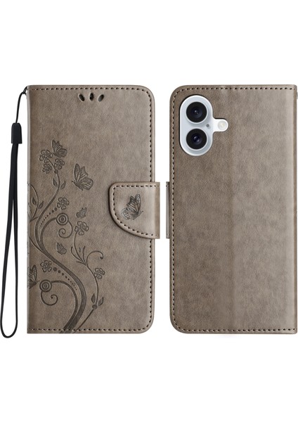 iPhone 16 Deri Cüzdan Standlı Telefon Kapağı (Yurt Dışından)