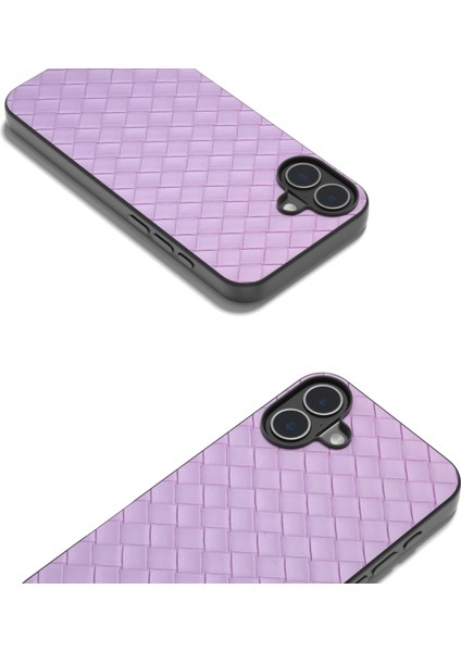 iPhone 16 Plus Dokuma Dokulu Deri+Pc+Tpu Hibrit Telefon Kılıfı (Yurt Dışından)
