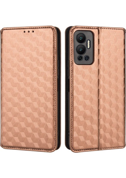 Infinix Hot 12 4g X6817 Pu Deri Deri Flip Cüzdan Kılıfı Stand Özellik Manyetik Otomatik Kapanış Kapağı (Yurt Dışından)