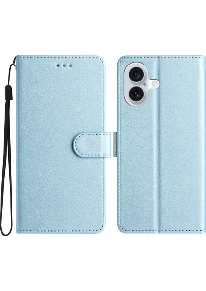 iPhone 16 Plus Kart Yuvası Ipek Dokulu Pu Deri Folyo Telefon Kapağı (Yurt Dışından)