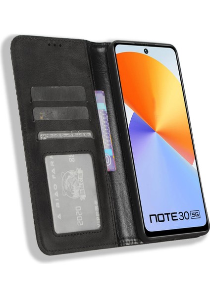 Infinix Note 30 4g / X6833B / X6716B Manyetik Kapanış Telefon Kabuğu Retro Pu Deri Kapak Stand Cüzdan Kabuğu (Yurt Dışından)