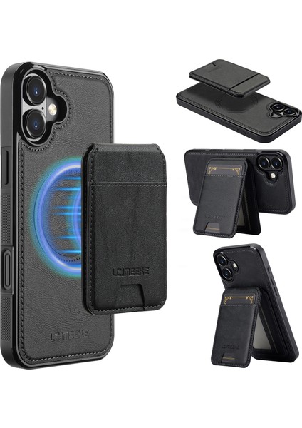 iPhone 16 Plus Manyetik Çıkarılabilir Kart Tutucu Deri+Tpu Kapak (Yurt Dışından)