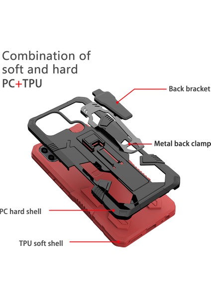 Infinix Smart 6 Tpu + Pc Telefon Kasası Kickstand Kemer Kupa Kapağı Araba Montaj Metal Sayfası (Yurt Dışından)