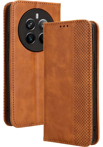 Realme 12 Pro 5g/12 Pro Plus 5g Kılıf Darbeye Dayanıklı Tpu Kabuk Deri Retro Doku Telefon Kapağı (Yurt Dışından)