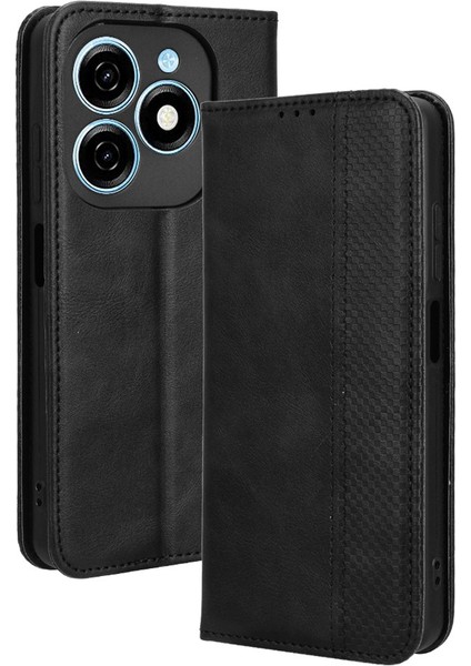 Tecno Spark 20 Künye Retro Pu Deri Standı Cüzdan Kapağı (Yurt Dışından)