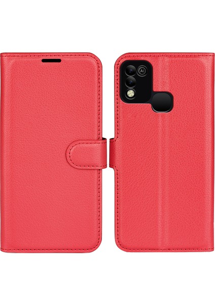 Infinix Hot 11 Play Litchi Texture Pu Deri Cüzdan Anti-Drop Shell Flip Stand Telefon Kılıfı (Yurt Dışından)