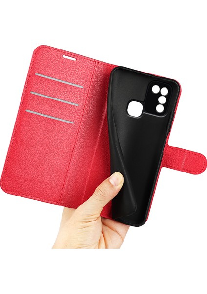 Infinix Hot 11 Play Litchi Texture Pu Deri Cüzdan Anti-Drop Shell Flip Stand Telefon Kılıfı (Yurt Dışından)