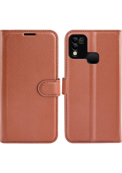 Infinix Hot 11 Play Litchi Texture Pu Deri Cüzdan Anti-Drop Shell Flip Stand Telefon Kılıfı (Yurt Dışından)