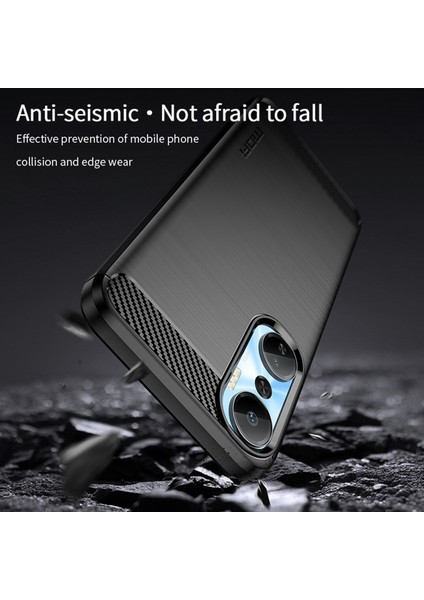 Infinix Hot 20S 4g / X6827 Anti-Fall Koruyucu Ince Telefon Kılıf Karbon Fiber Fırçalanmış Tpu Telefon Geri Kapak (Yurt Dışından)