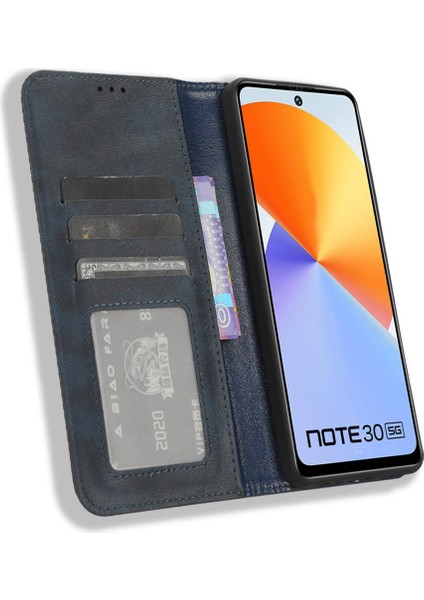Infinix Note 30 5g X6711 Manyetik Kapanış Retro Deri Kapak Stand Cüzdan Telefon Kılıfı (Yurt Dışından)