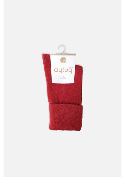 Aytuğ Kadın Soft Peluş Termal Tekli Kırmızı Soket Çorap