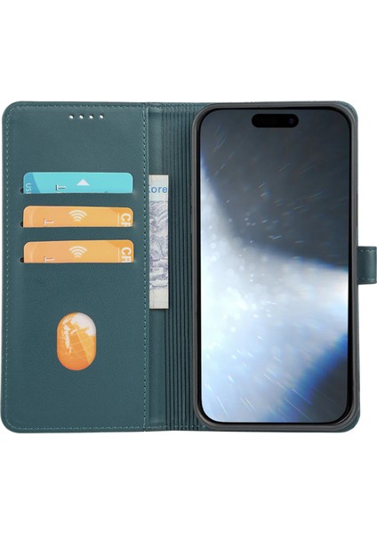 iPhone 16 Pro Max Manyetik Tokalı Deri Telefon Kılıfı (Yurt Dışından)