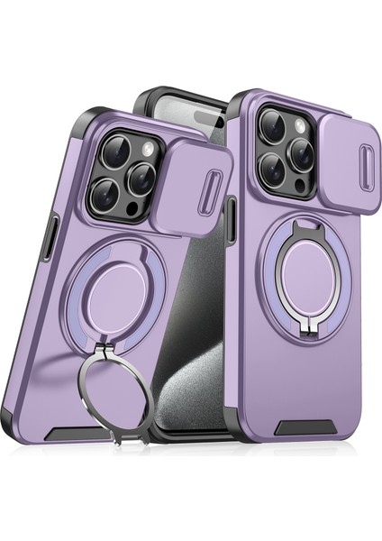 iPhone 16 Pro Max Manyetik Kickstand Tpu+Pc Telefon Kılıfı (Yurt Dışından)