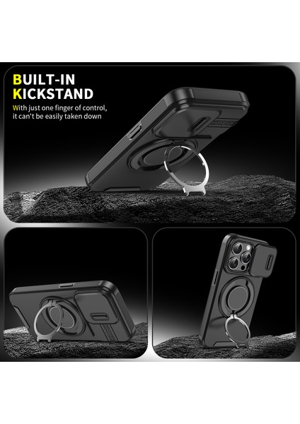 iPhone 16 Pro Max Manyetik Kickstand Tpu+Pc Telefon Kılıfı (Yurt Dışından)