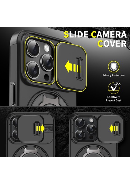 iPhone 16 Pro Max Manyetik Kickstand Tpu+Pc Telefon Kılıfı (Yurt Dışından)