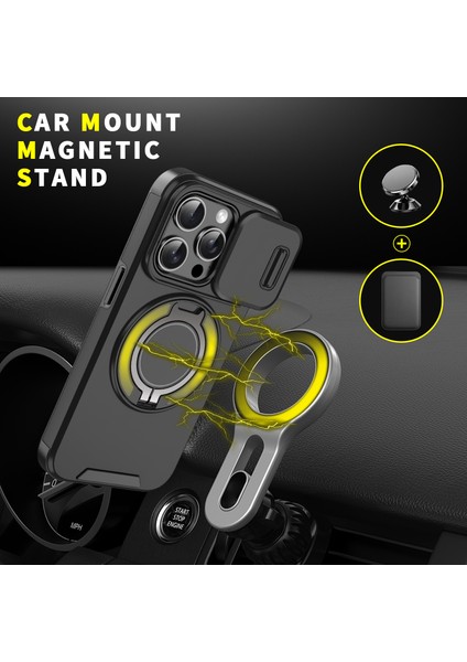 iPhone 16 Pro Max Manyetik Kickstand Tpu+Pc Telefon Kılıfı (Yurt Dışından)