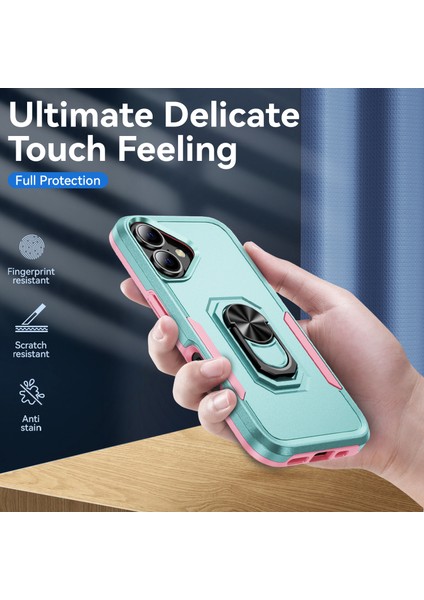 iPhone 16 Askeri Sınıf Yüzük Kickstand Pc+Tpu Telefon Kapağı (Yurt Dışından) modelleri