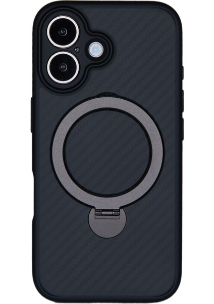 iPhone 16 Karbon Fiber Doku Manyetik Halka Kickstand Tpu+Pc Telefon Kapağı (Yurt Dışından)