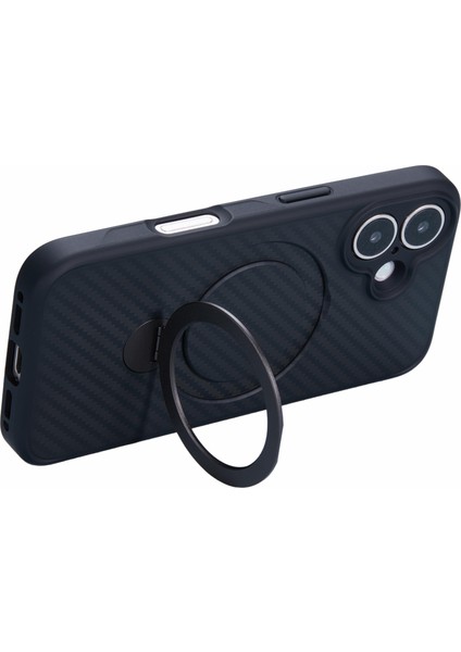 iPhone 16 Karbon Fiber Doku Manyetik Halka Kickstand Tpu+Pc Telefon Kapağı (Yurt Dışından) modelleri