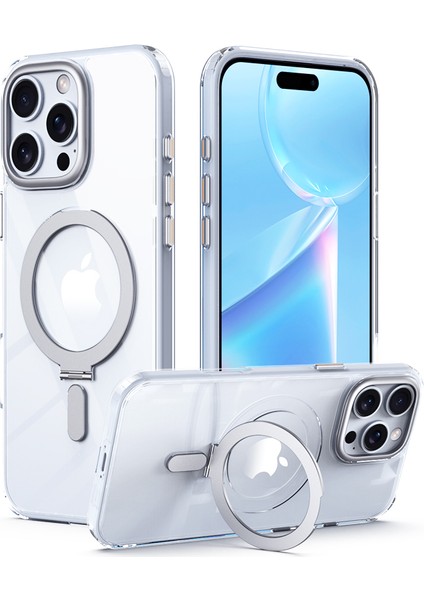 iPhone 16 Pro Manyetik Düşme Önleyici Tpu+Akrilik Kickstand Telefon Kapağı (Yurt Dışından)