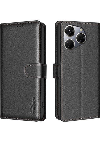 Tecno Spark 20 Pro Rfıd Engelleme Lychee Dokulu Deri Kılıf (Yurt Dışından)