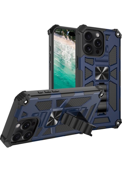 iPhone 16 Pro Max Kickstand Düşmeye Pc + Tpu Arka Kapak (Yurt Dışından)