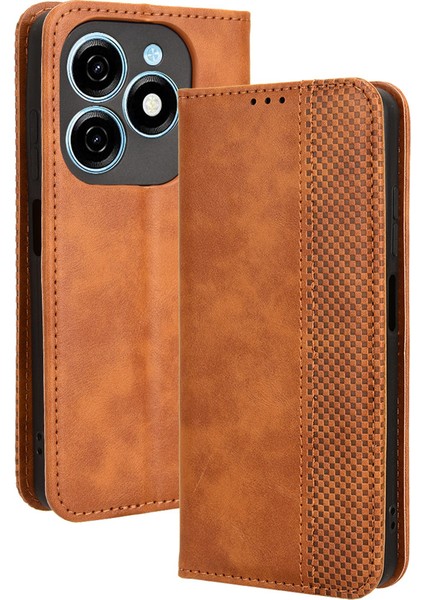 Tecno Spark 20 Künye Retro Pu Deri Standı Cüzdan Kapağı (Yurt Dışından)