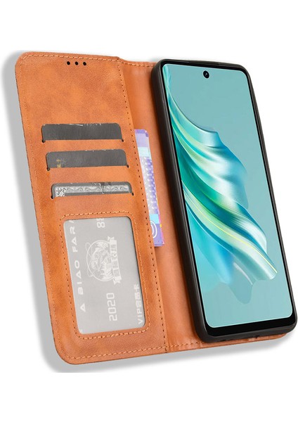 Tecno Spark 20 Künye Retro Pu Deri Standı Cüzdan Kapağı (Yurt Dışından)