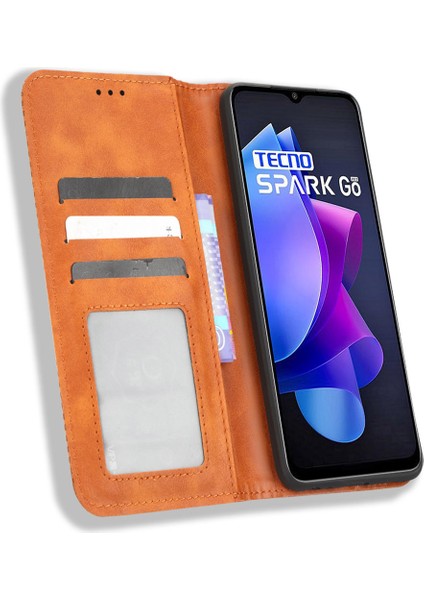 Tecno Spark Go 2023 4g Pu Deri Manyetik Kapak Standı Cüzdan Telefon Kılıfı (Yurt Dışından)