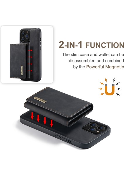 iPhone 16 Pro Max Çıkarılabilir Cüzdanlı Kickstand Pu Telefon Kılıfı (Yurt Dışından)
