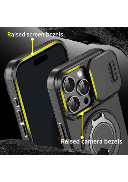 iPhone 16 Pro Max Manyetik Slayt Lens Koruması Tpu+Pc Telefon Kılıfı (Yurt Dışından)