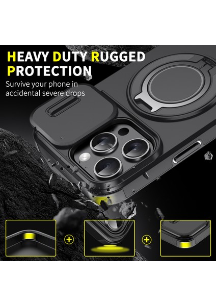 iPhone 16 Pro Max Manyetik Slayt Lens Koruması Tpu+Pc Telefon Kılıfı (Yurt Dışından)