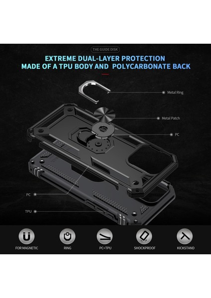 iPhone 16 Pro Max Pc+Tpu Kickstand Düşmeyi Önleyici Telefon Kapağı (Yurt Dışından)