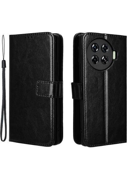 Tecno Spark 20 Pro Plus Crazy Horse Doku Standı Deri Telefon Kılıfı (Yurt Dışından)