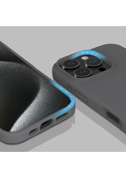 iPhone 16 Pro Max Ince Darbeye Dayanıklı Pc+Sıvı Silikon Telefon Kapağı (Yurt Dışından)