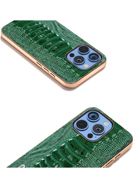 iPhone 16 Pro Galvanik Kenar Timsah Dokusu Hakiki Inek Derisi+Tpu+Pc Telefon Kapağı (Yurt Dışından) modelleri
