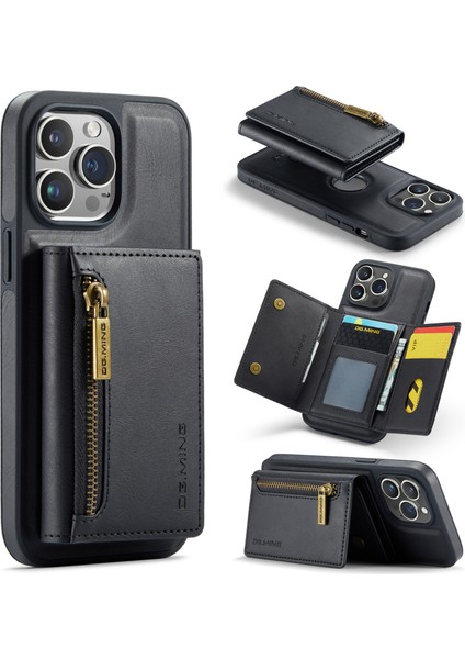iPhone 16 Pro Kart Yuvalı Çıkarılabilir Manyetik Deri Telefon Kapağı (Yurt Dışından)