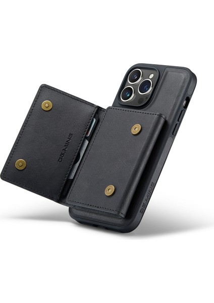 iPhone 16 Pro Kart Yuvalı Çıkarılabilir Manyetik Deri Telefon Kapağı (Yurt Dışından)