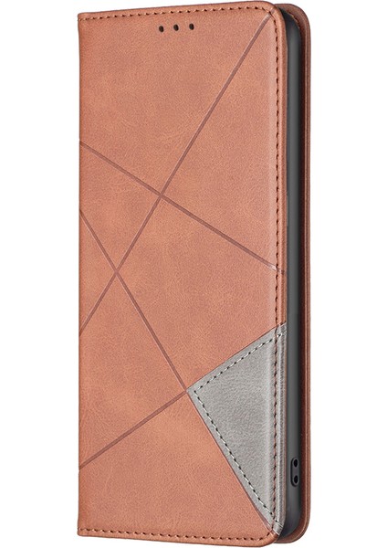 iPhone 16 Pro Eşkenar Dörtgen Dokulu Pu Deri Telefon Kılıfı (Yurt Dışından)