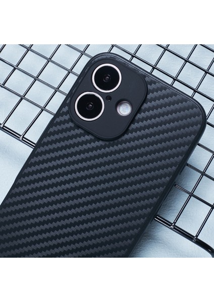 iPhone 16 Plus Karbon Fiber Dokulu Tpu Çizilmez Telefon Kapağı (Yurt Dışından)