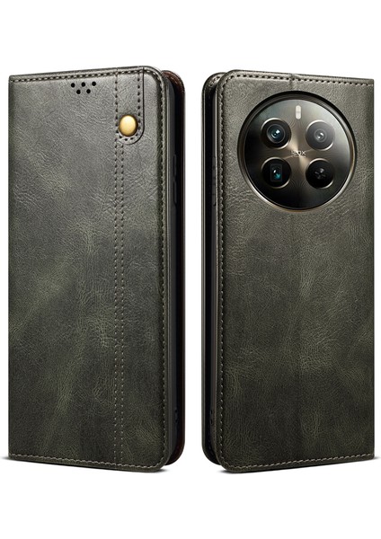 Realme 12 Pro 5g/12 Pro Plus 5g Kılıf Mumsu Crazy Horse Doku Folyo Halkalı Telefon Kılıfı Kapağı (Yurt Dışından)