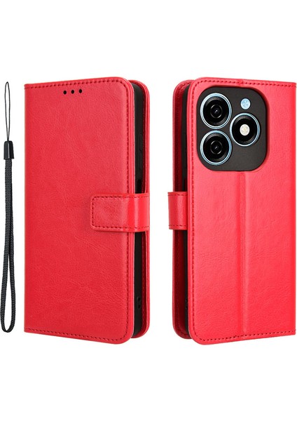 Tecno Spark 20 Çizilmez Deri Crazy Horse Doku Telefon Standı Kapağı (Yurt Dışından)
