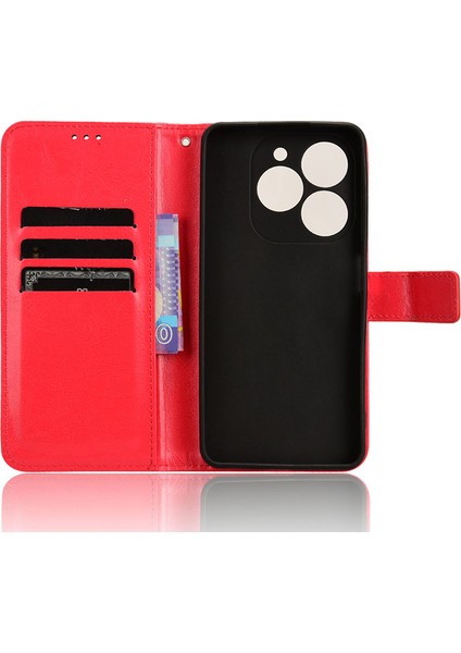 Tecno Spark 20 Çizilmez Deri Crazy Horse Doku Telefon Standı Kapağı (Yurt Dışından)