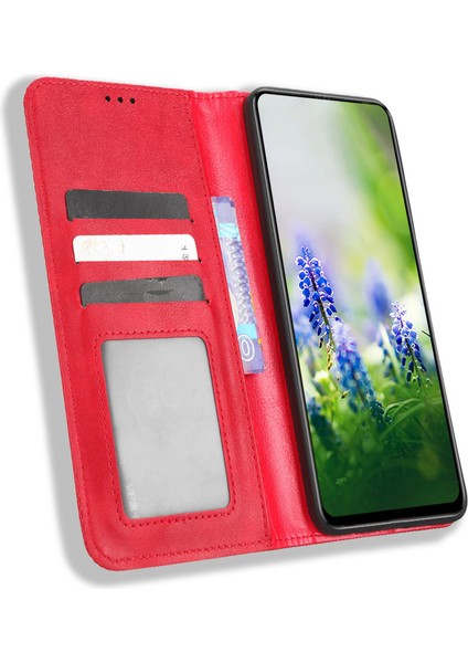 Infinix Hot 20S 4g / X6827 Manyetik Otomatik Kapanış Telefon Kılıfı Stand Retro Doku Pu Deri Anti-Shock Flip Cüzdan Telefon Kapağı (Yurt Dışından)