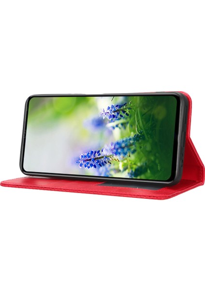 Infinix Hot 20S 4g / X6827 Manyetik Otomatik Kapanış Telefon Kılıfı Stand Retro Doku Pu Deri Anti-Shock Flip Cüzdan Telefon Kapağı (Yurt Dışından)