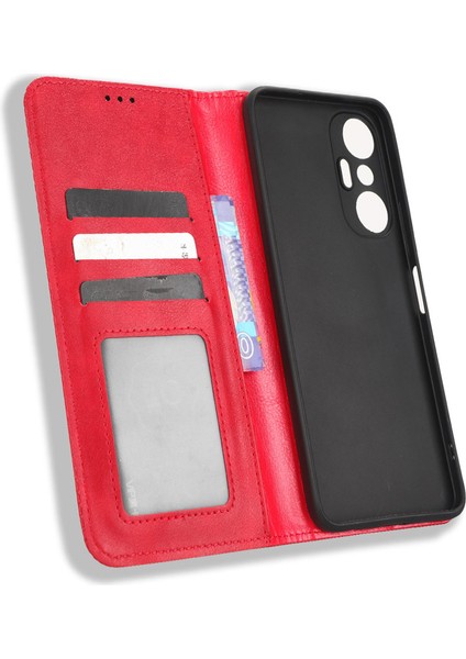 Infinix Hot 20S 4g / X6827 Manyetik Otomatik Kapanış Telefon Kılıfı Stand Retro Doku Pu Deri Anti-Shock Flip Cüzdan Telefon Kapağı (Yurt Dışından)