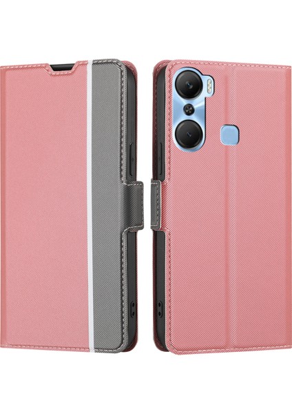 Infinix Hot 12 Pro 4g Slim Tpu+Pu Deri Kılıf Kart Tutucu Stand Twill Doku Telefon Kapağı (Yurt Dışından)