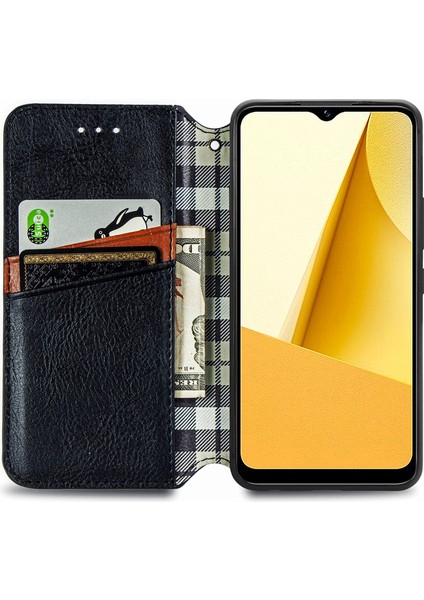 Vivo Y16 4g Pu Deri Telefon Kılıfı, Cüzdan Stand Baskı Rhombus Manyetik Shock Anti-Phone Cover (Yurt Dışından)