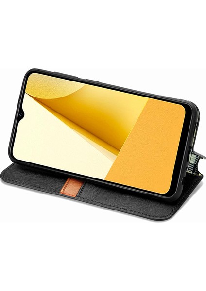 Vivo Y16 4g Pu Deri Telefon Kılıfı, Cüzdan Stand Baskı Rhombus Manyetik Shock Anti-Phone Cover (Yurt Dışından)